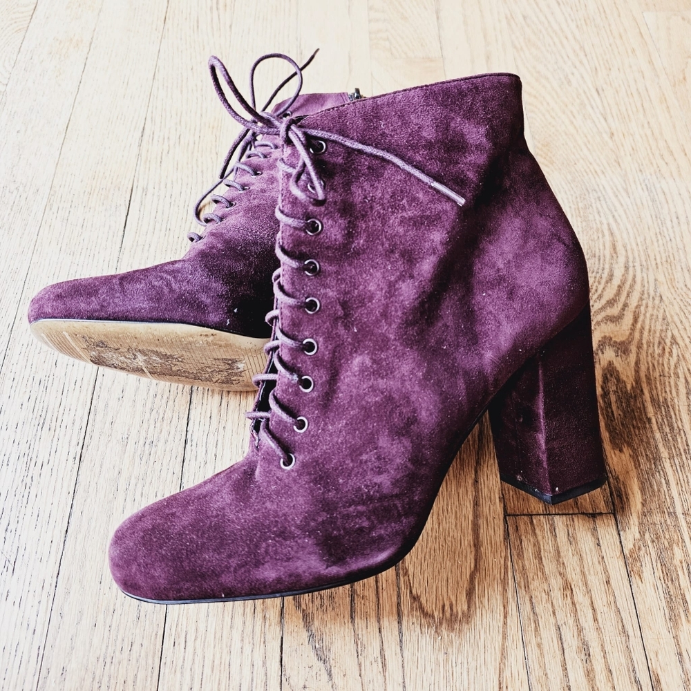 Plum suede booties size 9